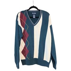 Par Four Golf Sweater, Argyle & Stripe, Vintage-Style Sz Medium, Runs big